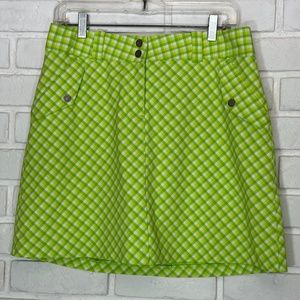 Nike Women's Nike Dry-Fit Plaid Neon Green Golf Skort Size 8